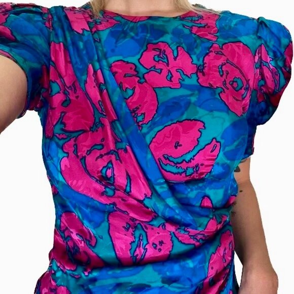 Vintage 100% silk jewel-tone dress - Picture 4 of 6